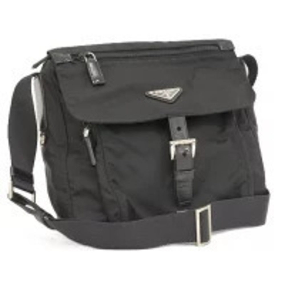 Prada black Tessuto shoulder bag enameled triangle logo